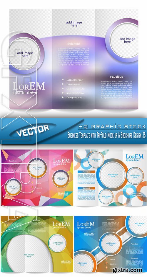 Stock Vector - Business Template with Tri-Fold Mock up & Brochure Design 35