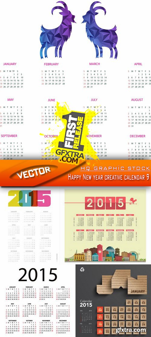 Stock Vector - Happy New year creative calendar 9