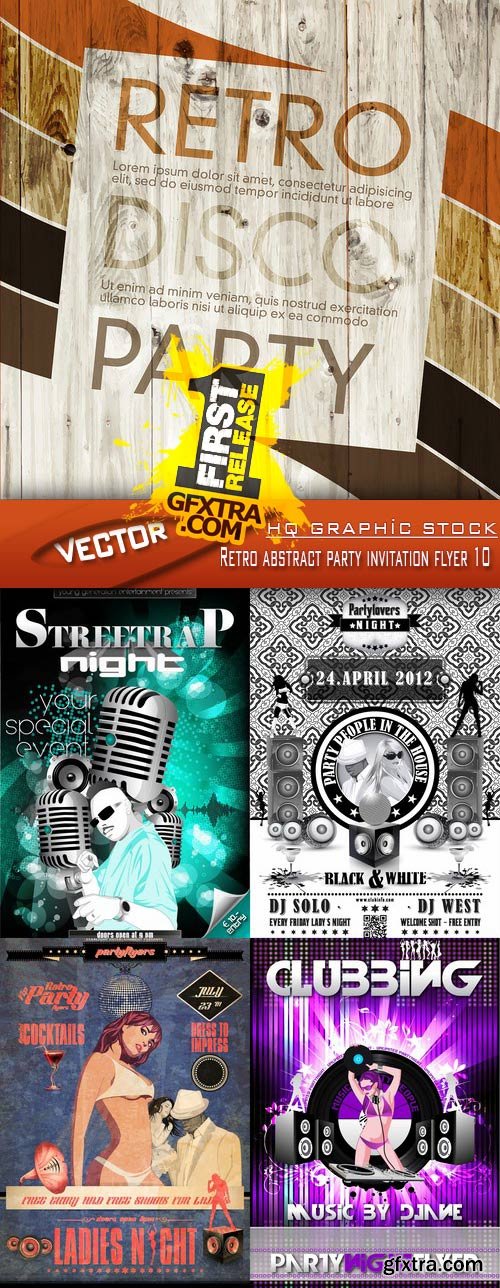 Stock Vector - Retro abstract party invitation flyer 10
