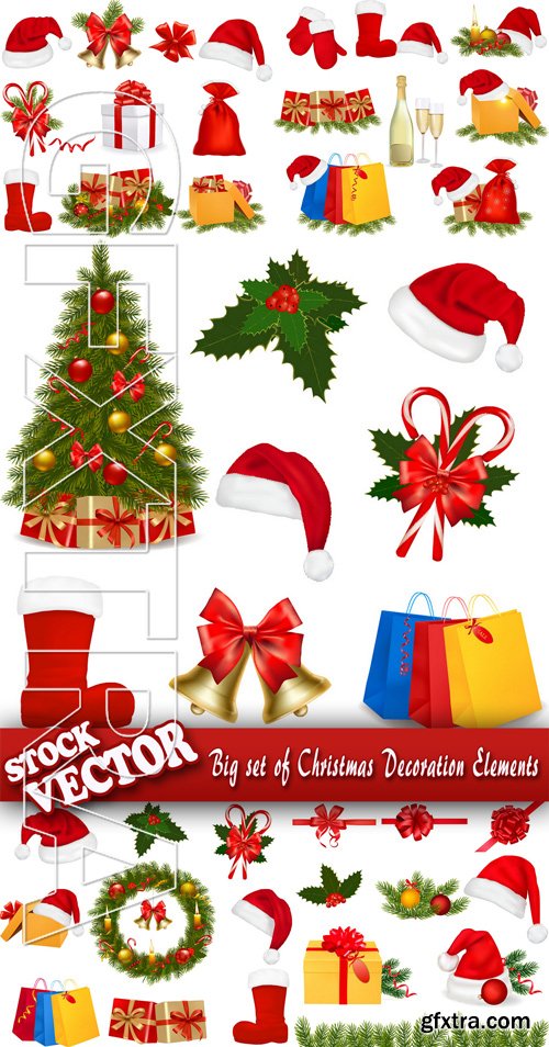 Stock Vector - Big set of Christmas Decoration Elements