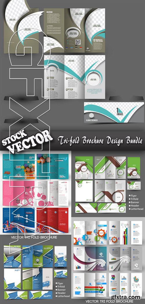 Stock Vector - Tri-fold Brochure Design Bundle