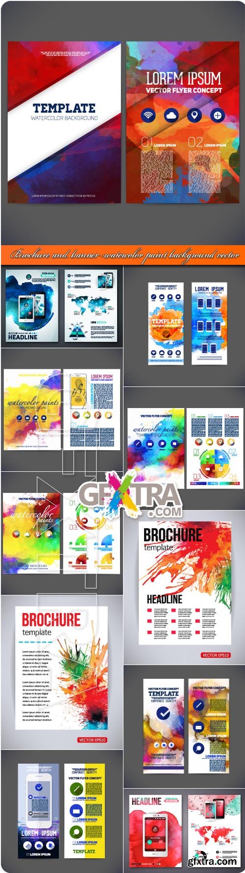 Brochure and banner watercolor paint background vector