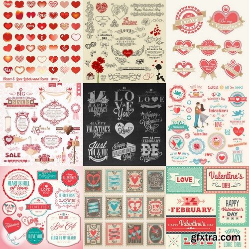 Ecards Valentines Day and design elements #2 25xEPS