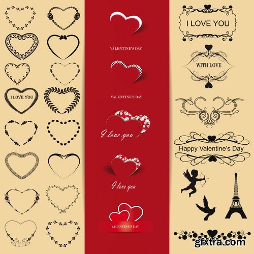 Ecards Valentines Day and design elements #2 25xEPS