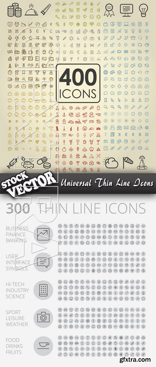 Stock Vector - Universal Thin Line Icons