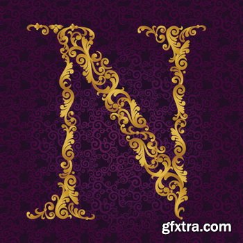 Victorian - Baroque Golden Alphabet 26xEPS Victorian - Baroque Golden Alphabet 26xEPS