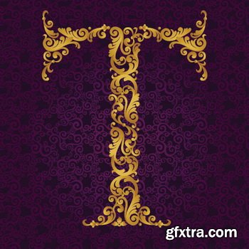 Victorian - Baroque Golden Alphabet 26xEPS Victorian - Baroque Golden Alphabet 26xEPS