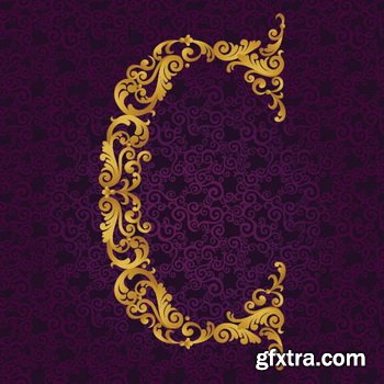 Victorian - Baroque Golden Alphabet 26xEPS Victorian - Baroque Golden Alphabet 26xEPS