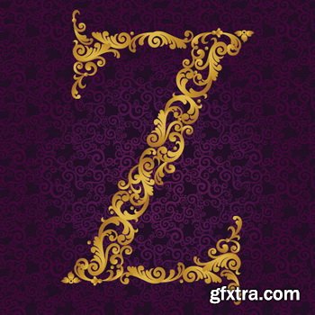 Victorian - Baroque Golden Alphabet 26xEPS Victorian - Baroque Golden Alphabet 26xEPS