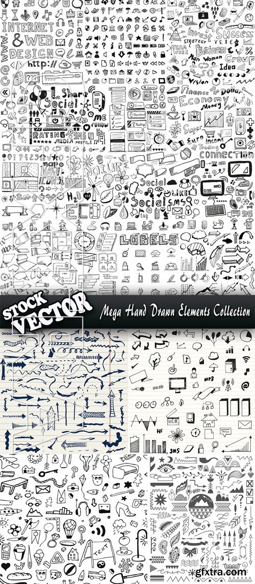 Stock Vector - Mega Hand Drawn Elements Collection