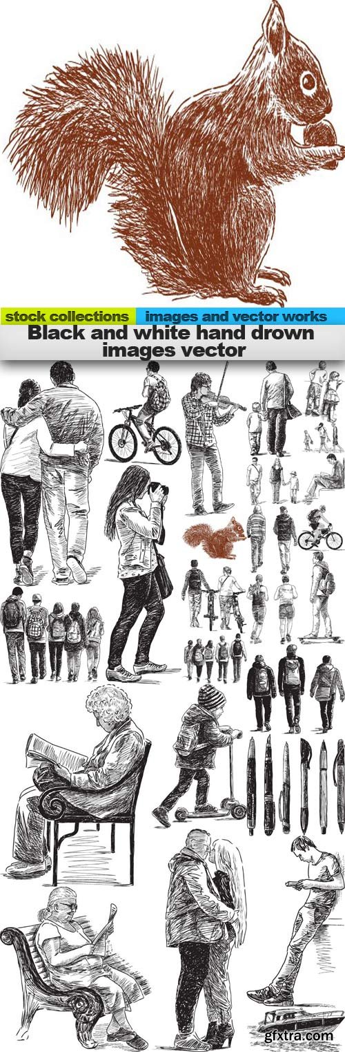 Black and white hand drown images vector,25 xEPS Black and white hand drown images vector,25 xEPS