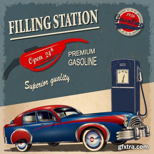 Retro Car Posters, 25xEPS Retro Car Posters, 25xEPS