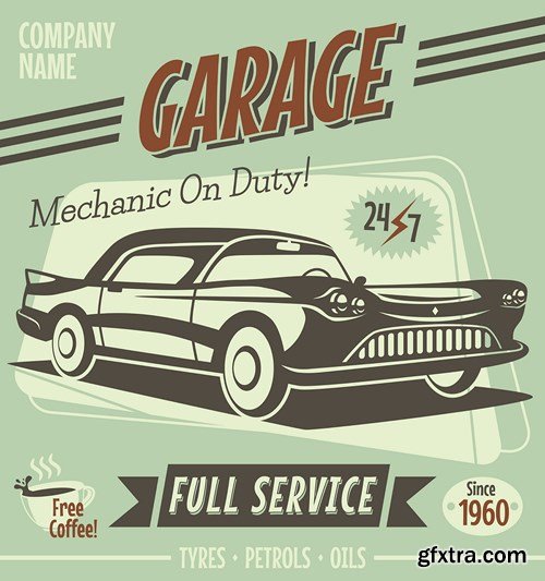 Retro Car Posters, 25xEPS Retro Car Posters, 25xEPS