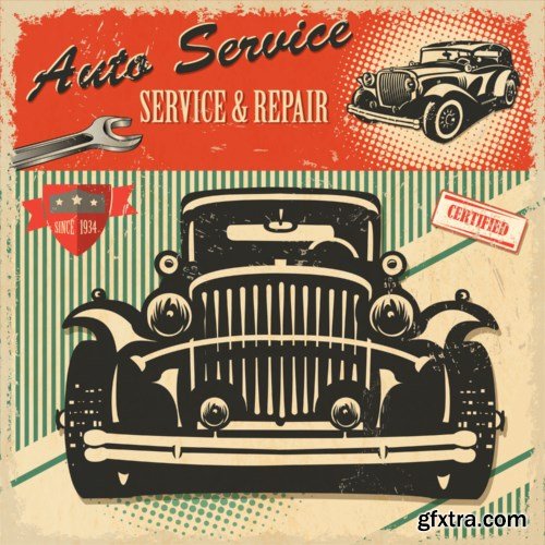 Retro Car Posters, 25xEPS Retro Car Posters, 25xEPS