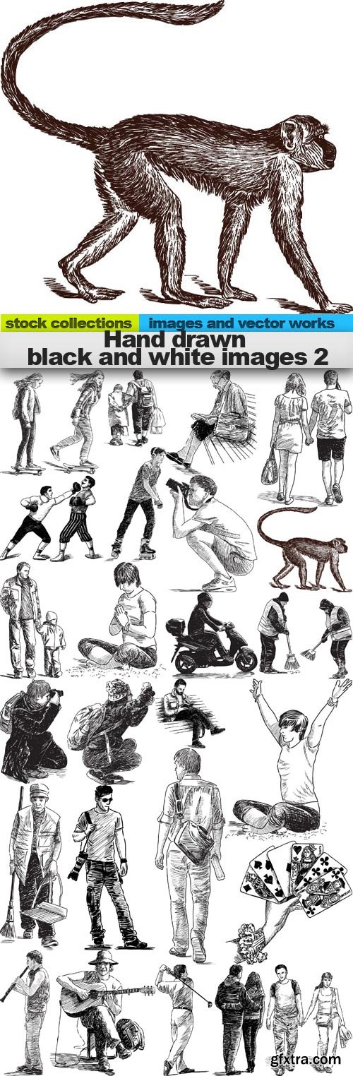 Hand drawn black and white images 2,25 x EPS Hand drawn black and white images 2,25 x EPS
