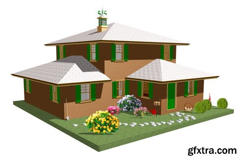 3D Renders of House & Garden 50xJPG
