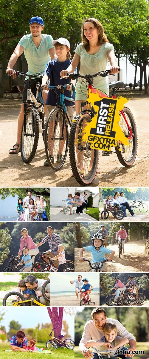 Stock Photo - Young family on country bike ride
