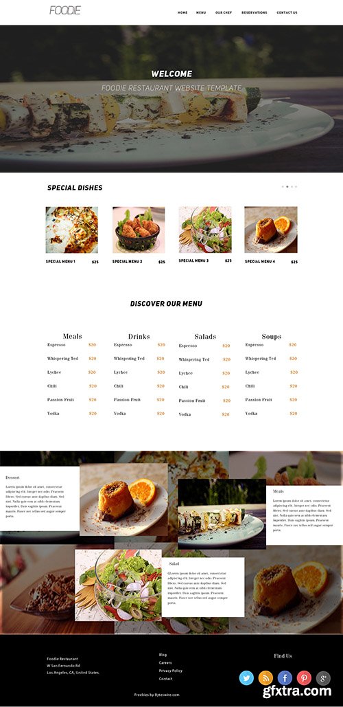 PSD Web Template - Foodie - Restaurant Home Page Website Theme