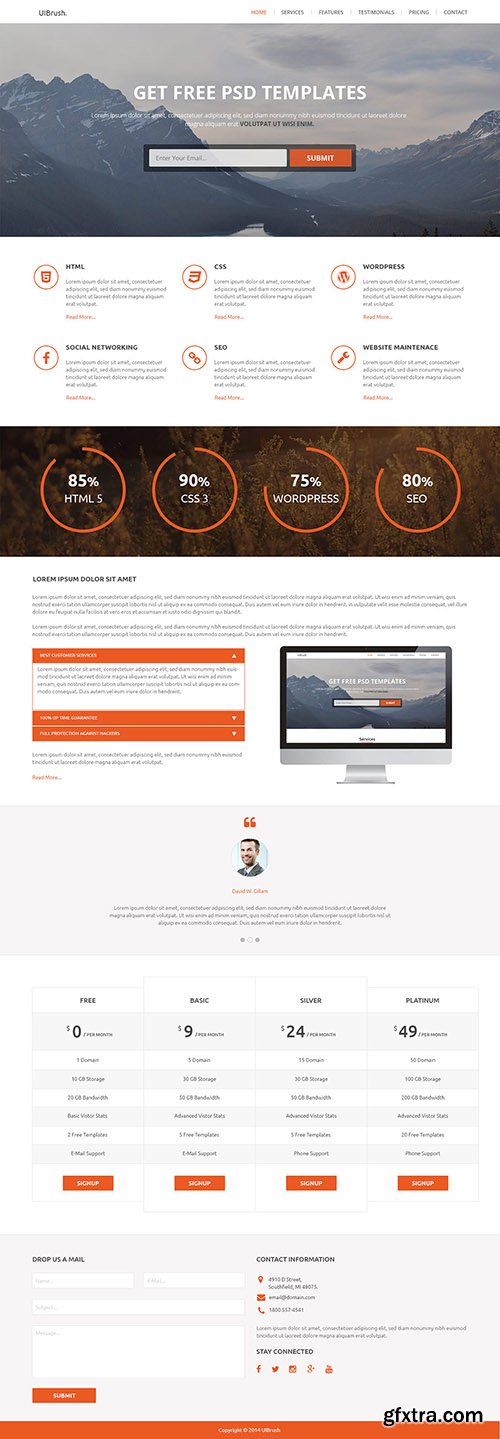 PSD Web Template - UIBrush One Page Template