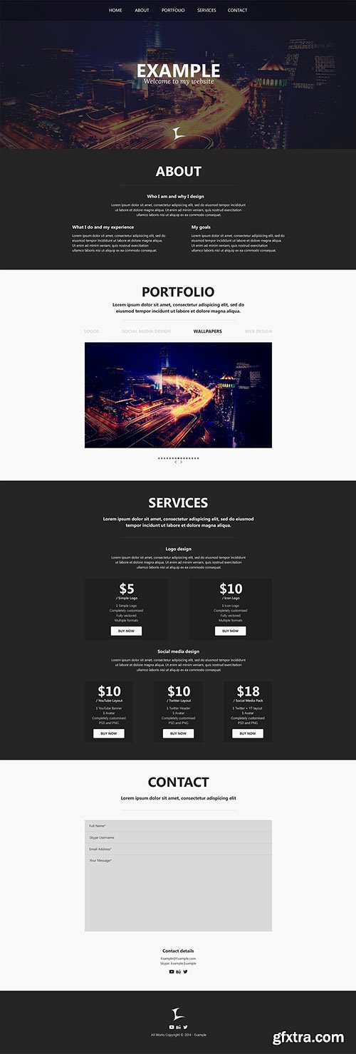 PSD Web Template - Example One-Page Portfolio Website Theme