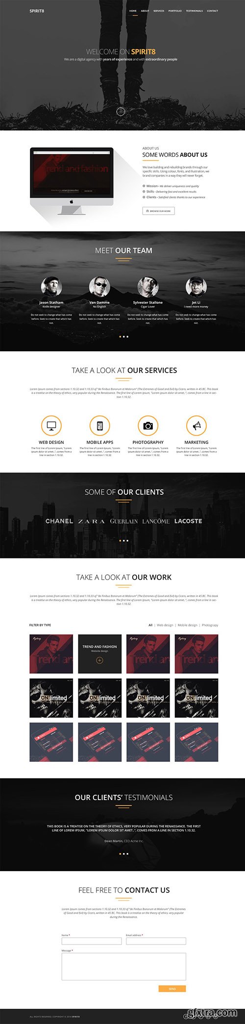 PSD Web Template - Spirit8 - Digital Agency One Page Theme