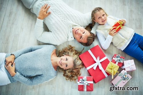Collection of happy family with gifts 25 UHQ Jpeg