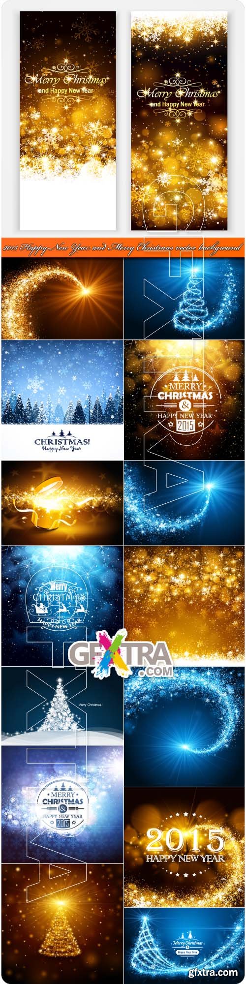 2015 Happy New Year and Merry Christmas vector background