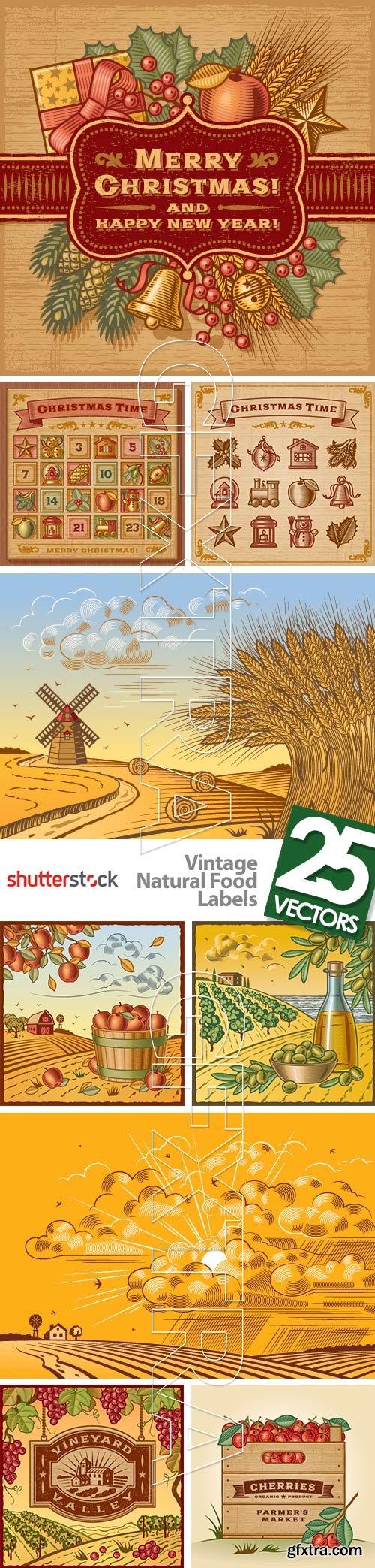 Vintage Natural Food Labels 25xEPS Vintage Natural Food Labels 25xEPS