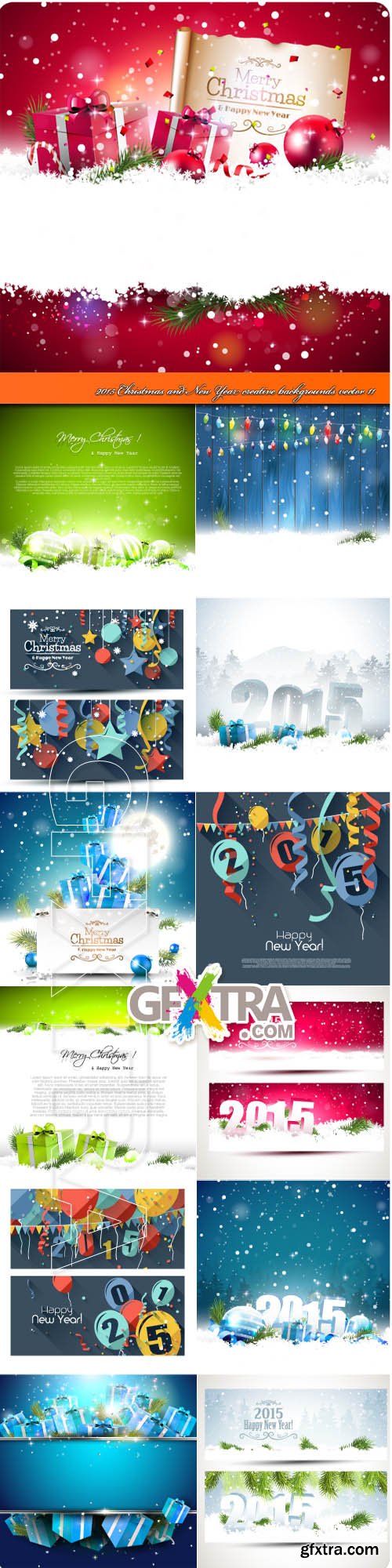 2015 Christmas and New Year creative backgrounds vector 11