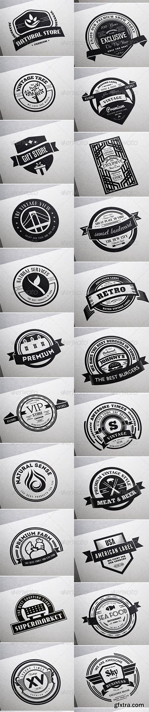 80 Vintage Labels & Badges Logos Bundle