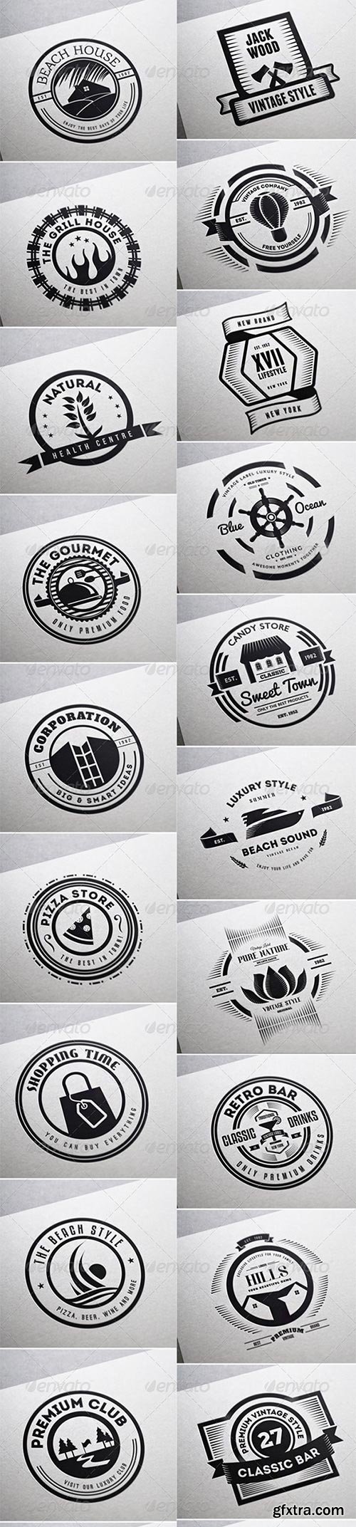 80 Vintage Labels & Badges Logos Bundle