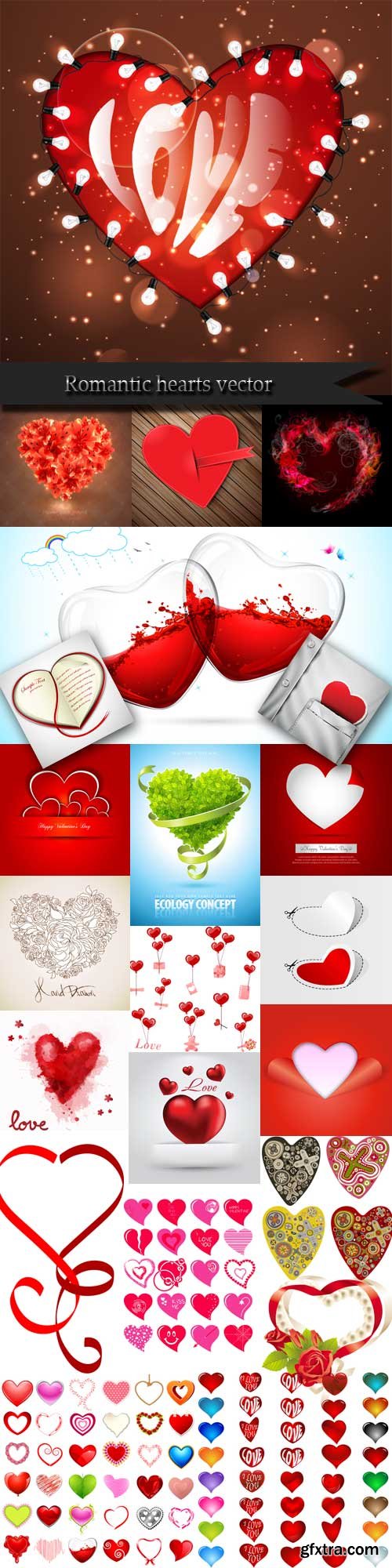 Romantic hearts vector