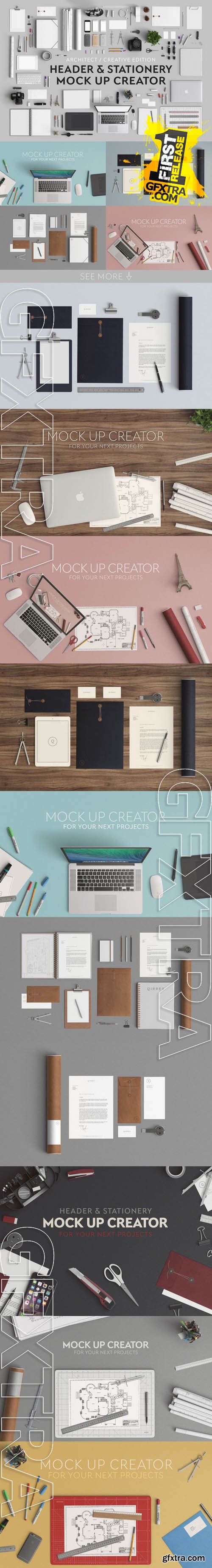 Header &amp; Stationery Mock Up Creator - Creativemarket 126175