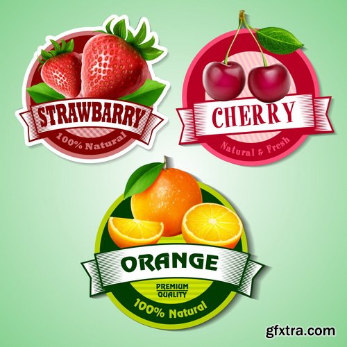 Fruit Labels Premium Vectors 25xEPS