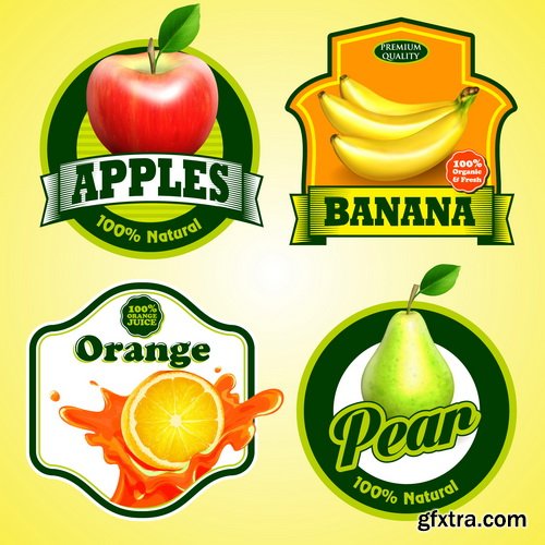 Fruit Labels Premium Vectors 25xEPS