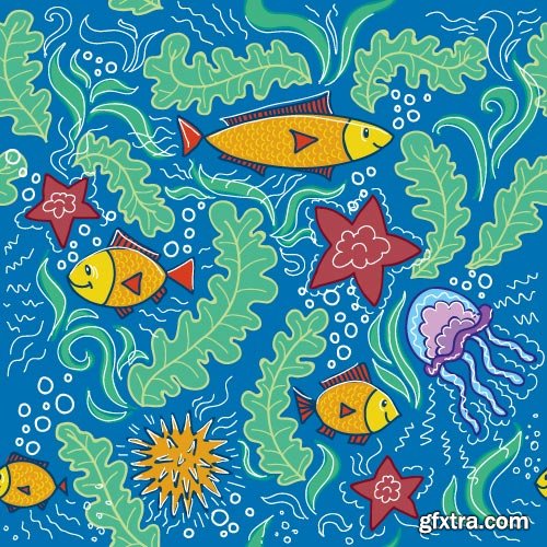 Seamless Marine &amp; FishTextures 25xEPS