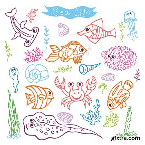 Seamless Marine &amp; FishTextures 25xEPS