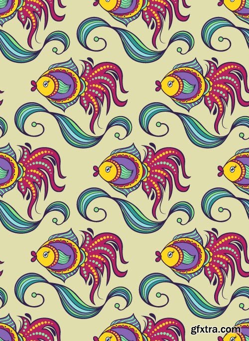 Seamless Marine &amp; FishTextures 25xEPS