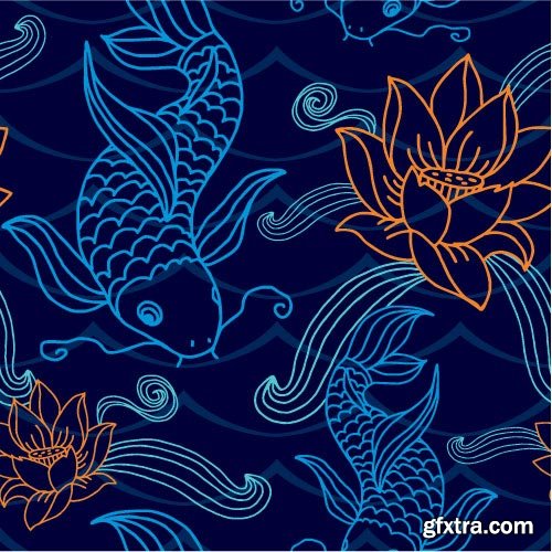 Seamless Marine &amp; FishTextures 25xEPS