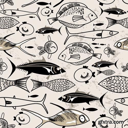 Seamless Marine &amp; FishTextures 25xEPS