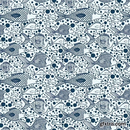 Seamless Marine &amp; FishTextures 25xEPS