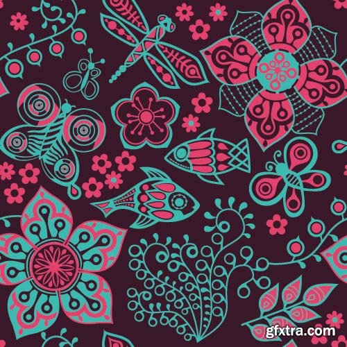 Seamless Marine &amp; FishTextures 25xEPS