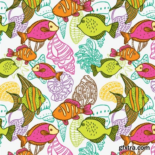 Seamless Marine &amp; FishTextures 25xEPS