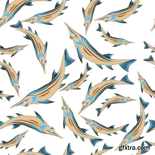 Seamless Marine &amp; FishTextures 25xEPS