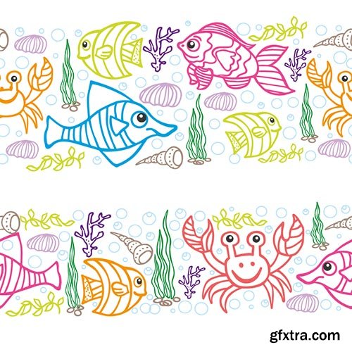 Seamless Marine &amp; FishTextures 25xEPS