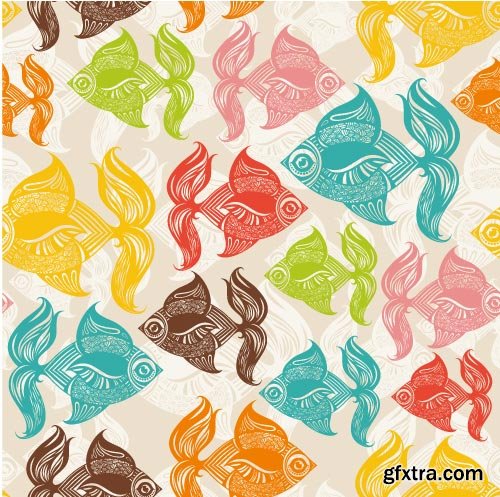 Seamless Marine &amp; FishTextures 25xEPS