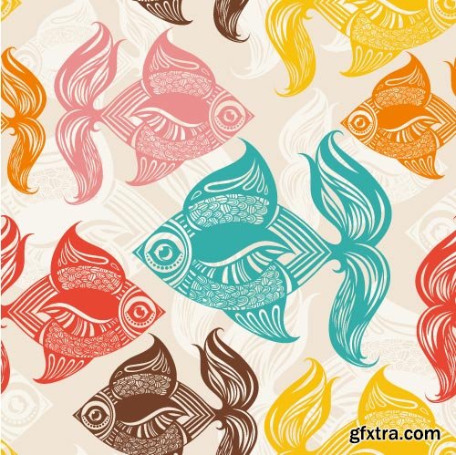 Seamless Marine &amp; FishTextures 25xEPS