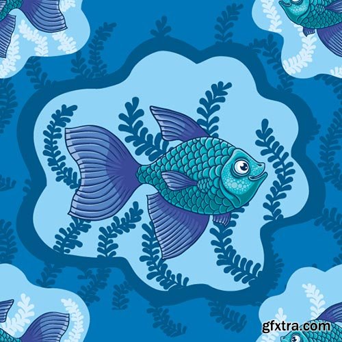 Seamless Marine &amp; FishTextures 25xEPS