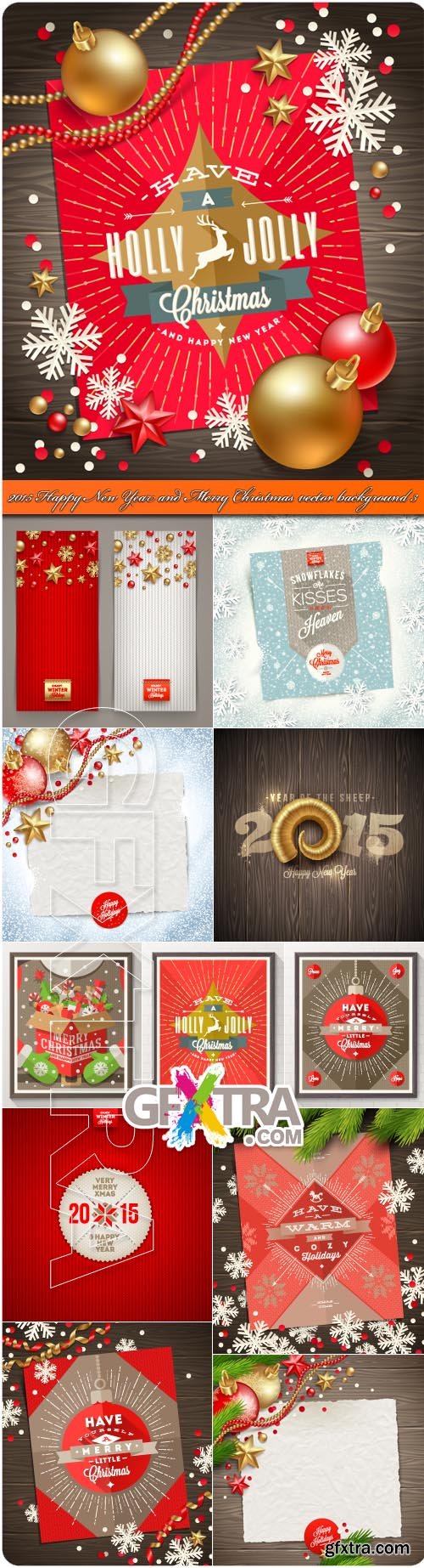 2015 Happy New Year and Merry Christmas vector background 3