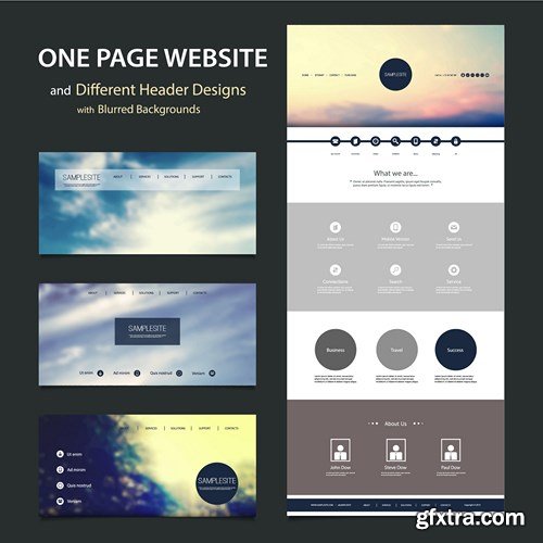 SS Website Template and Different Header Designs, 25xEPS